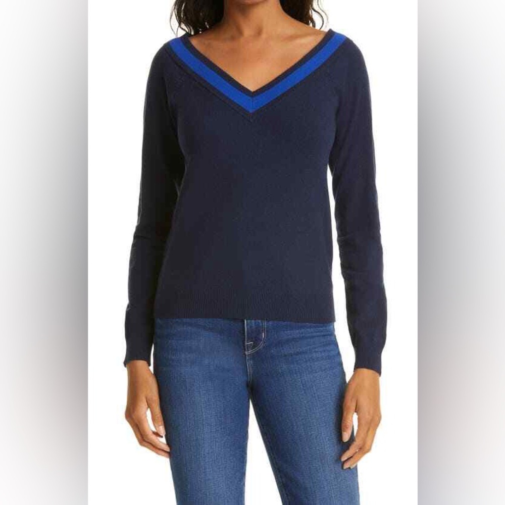 L'Agence Antoinette V-Neck Sweater Navy XL